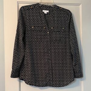 Charter Club Black and White Chevron Blouse
